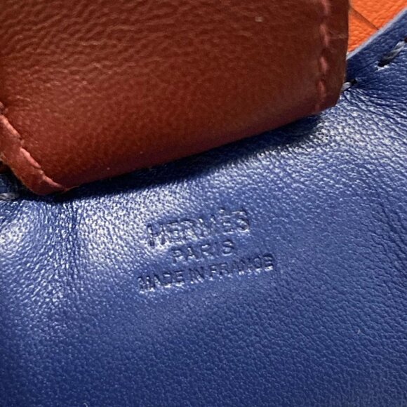 Auth HERMES Rodeo Charm MM Blue Bordeaux Orange Agneau Milo Unconfirmed - Picture 3 of 6